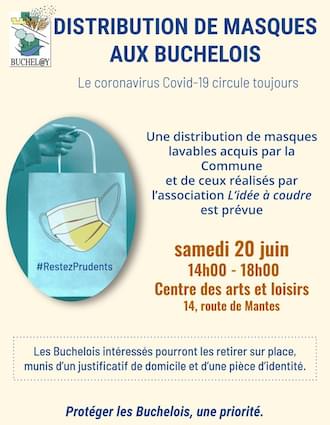 Distribution de masques aux habitants de Buchelay samedi 20 juin 2020