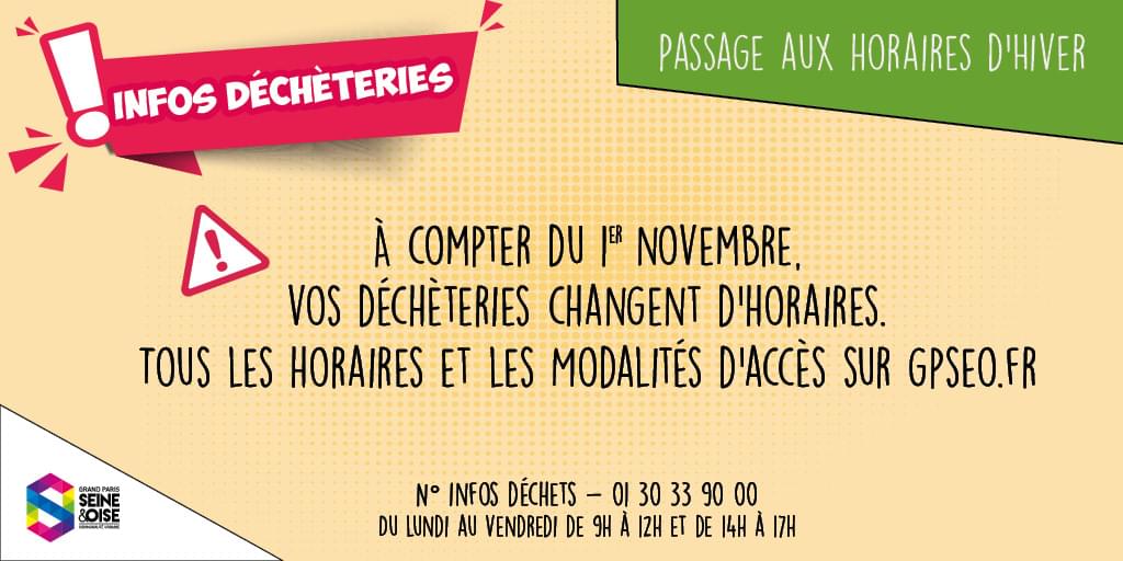 Info décheterie horaires d’hiver 2021