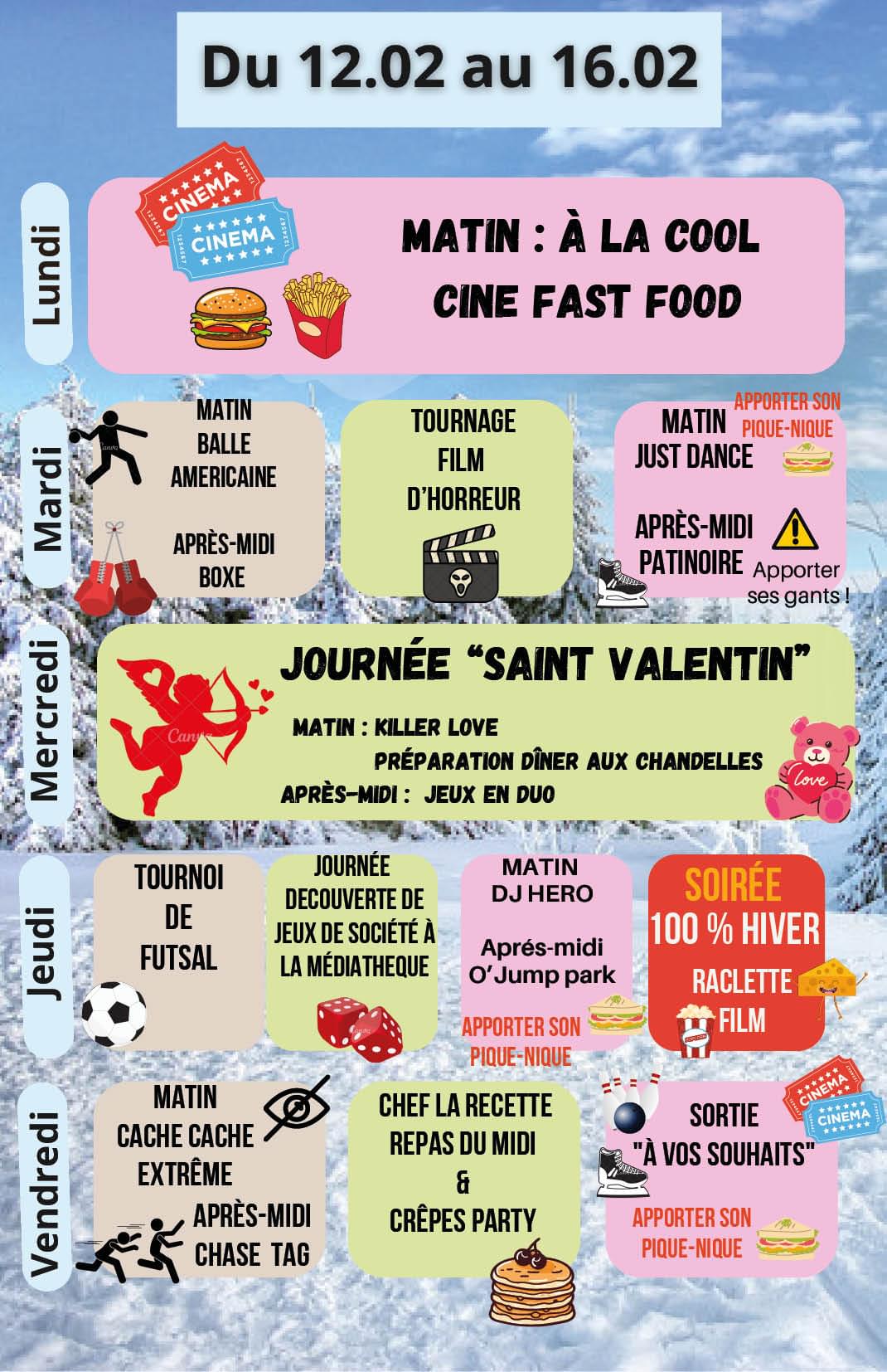 Maison des jeunes programme vacances d’hiver