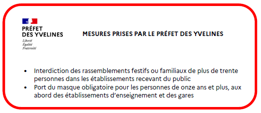 Covid19 - les mesures prises par le préfet des Yvelines sont prolongées