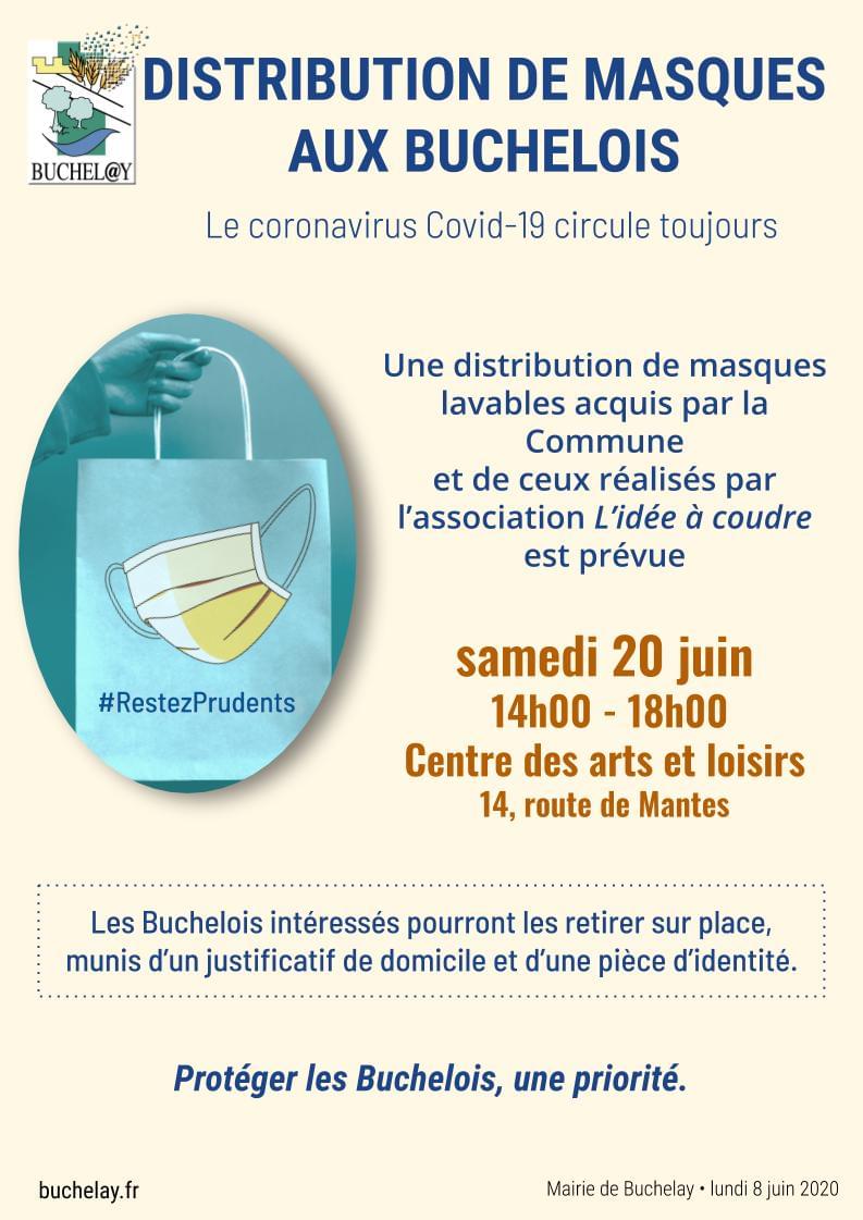 Distribution de masques aux habitants de Buchelay samedi 20 juin 2020