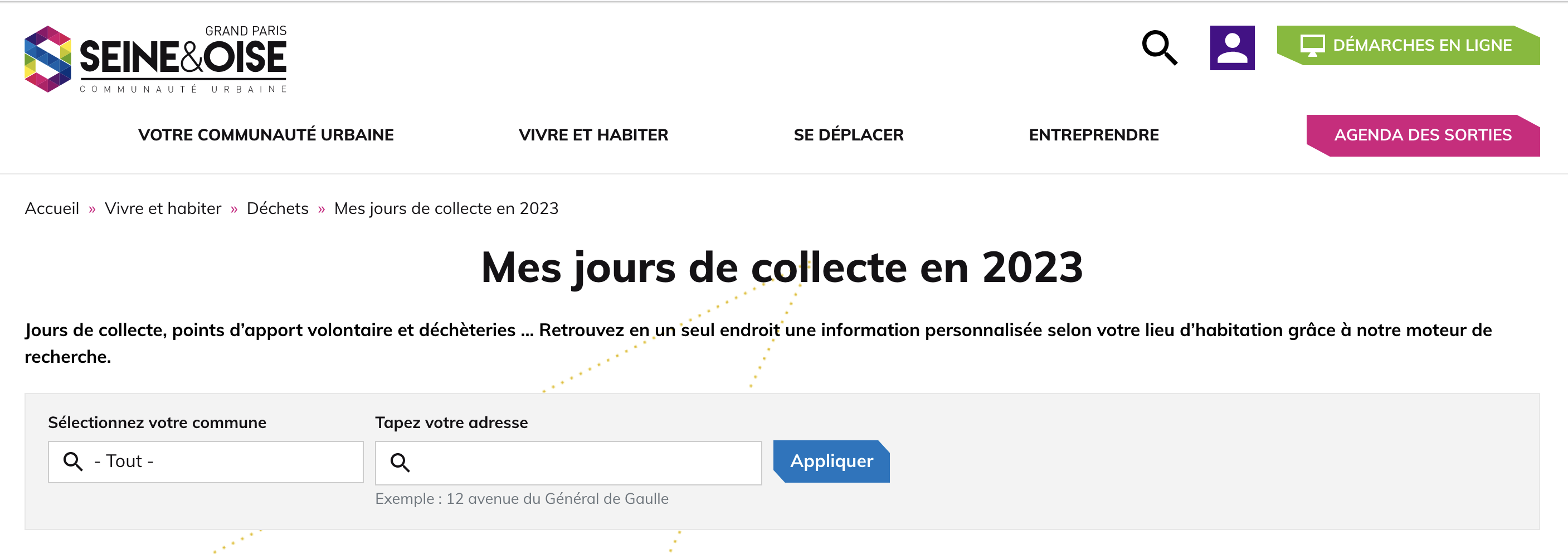 Les jours de collecte à Buchelay sur le site de la communauté urbaine GPSeO.