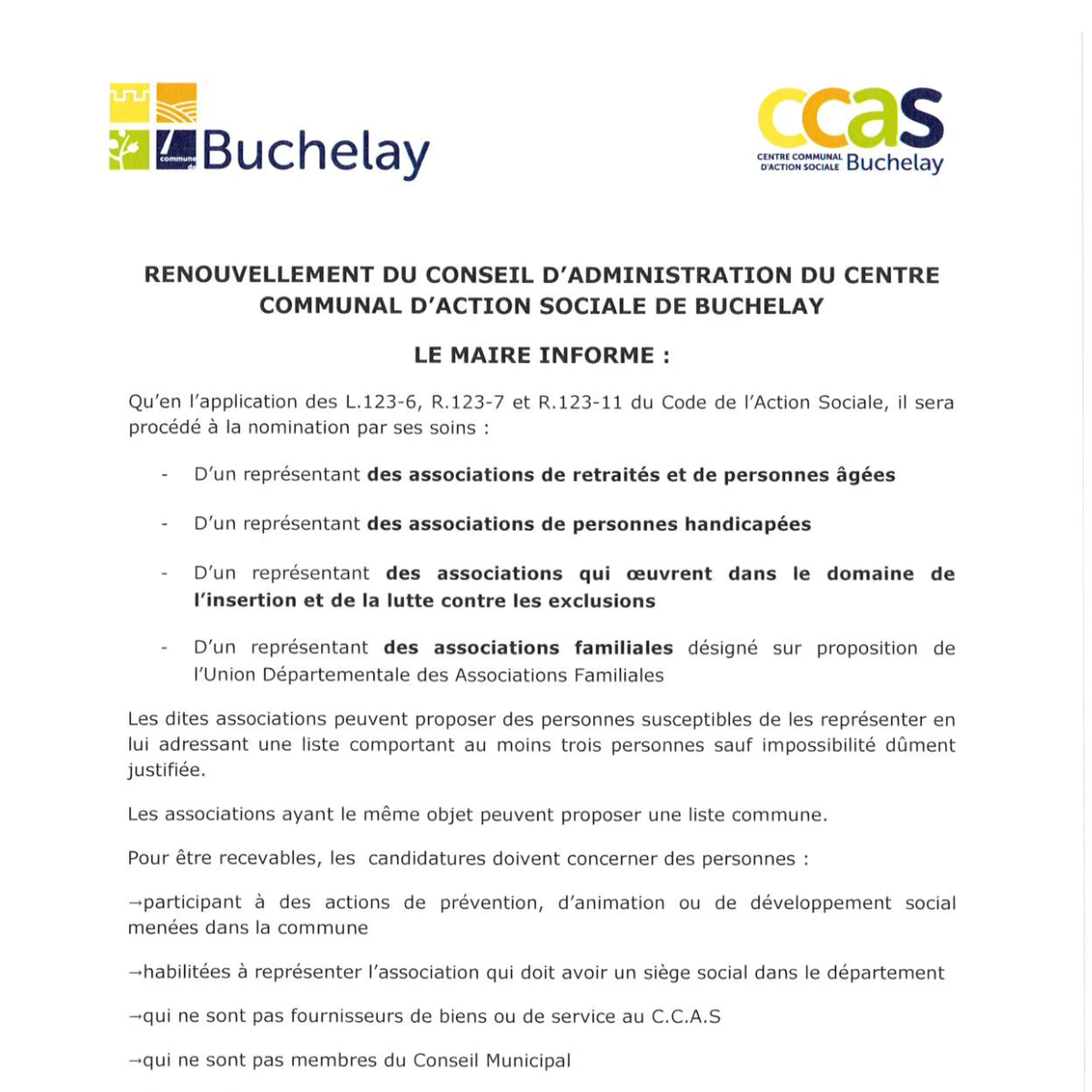 Document Renouvellement du Conseil d’administration du CCAS