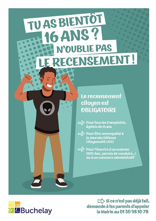Affiche pour le recencesement dès 16 ans