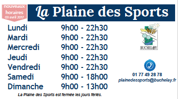 nouveaux horaires Plaine des Sports Grigore-Obreja à Buchelay