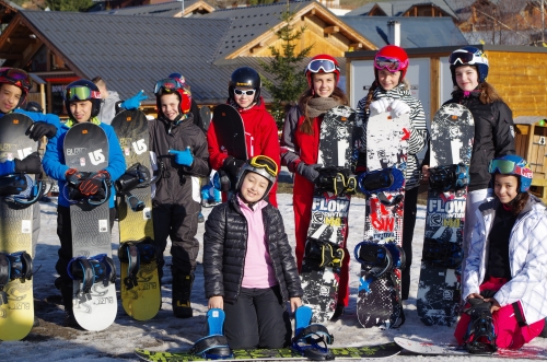 Les snowboarders prêts à appréhender les pentes de Saint Sorlin d'Arves.